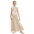 thumbnail image 1 of Moggemol Robe de Danse Sans Manches pour Filles Robe de Danse Contemporaine Fendue Longue Jupe Jaune 16, 1 of 4
