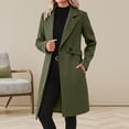 thumbnail image 2 of uublik Womens Trench Coat Army Green Notch Lapel Single-Breasted Business Casual Peacoat Trendy Clothes, 2 of 6