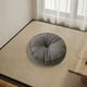 thumbnail image 5 of Cojín redondo de tela gruesa, estilo japonés, de lino, para futón, balcón, ventana, tatami, puf de suelo, cojines de asiento de lino preencogido, 5 of 6