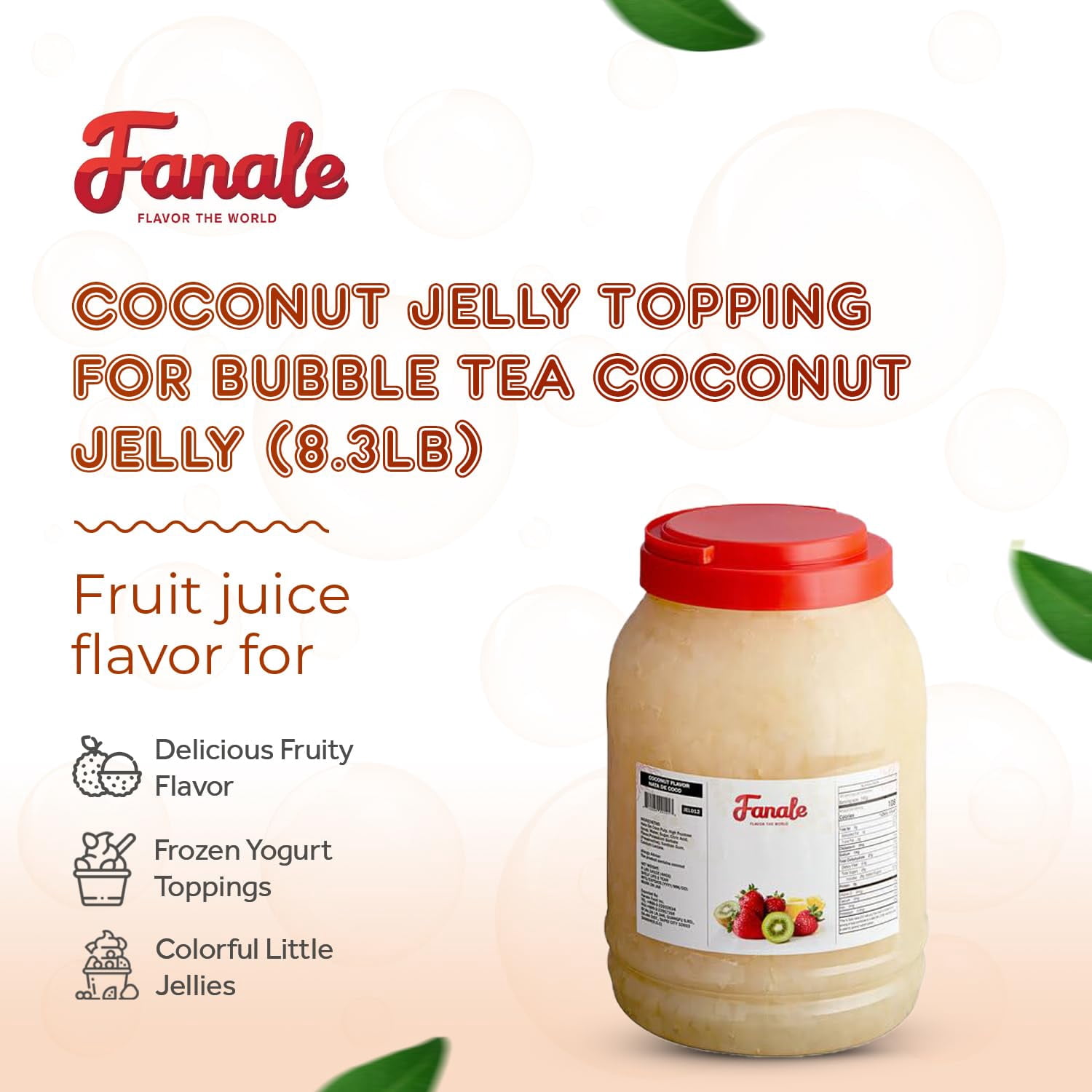 Fanale Coconut Jelly Topping nata de Coco for Boba Tea Desserts Coconut, | 8.3 pound | (Pack of 4)