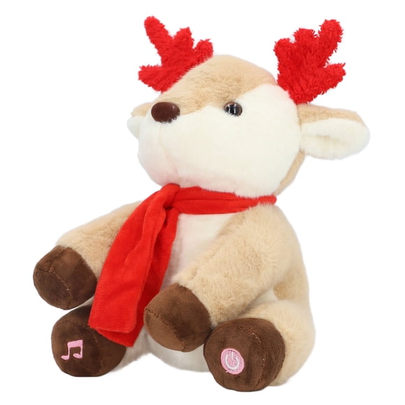 Xmas Musical Animated Toy, Plush Reindeer with Light Soft Battery Operated Skin Friendly for Bedside