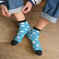 thumbnail image 3 of Rateoe Cute Healthy Teeth Pattern Quarter Crew Socks,Toe Seamed Ankle Socks,Cotton Cushioned Breathable Athletic Crew Sports Socks, 3 of 7