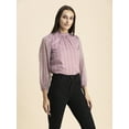 thumbnail image 2 of Moomaya Womens Turtle Neck Top, Long Sleeves, Formal Wear Chiffon Top, 2 of 9
