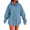 thumbnail image 2 of TQWQT Hoodies for Women Oversized Light Blue Hoodie Long Sleeve Cute Plus Size Hoodie Plain Hooded Sweatshirt Y2k Hoodies with Pockets Light Blue 2XL, 2 of 5