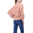 thumbnail image 5 of Women'S Solid Color Oversized Batwing Sleeve Boat Neck Long Sleeve Knit Sweater Loose Pullover Lotus Pink One Size, 5 of 8