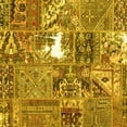 thumbnail image 1 of Ahgly Company Machine Washable Indoor Square Patchwork Yellow Transitional Area Rugs, 3' Square, 1 of 4