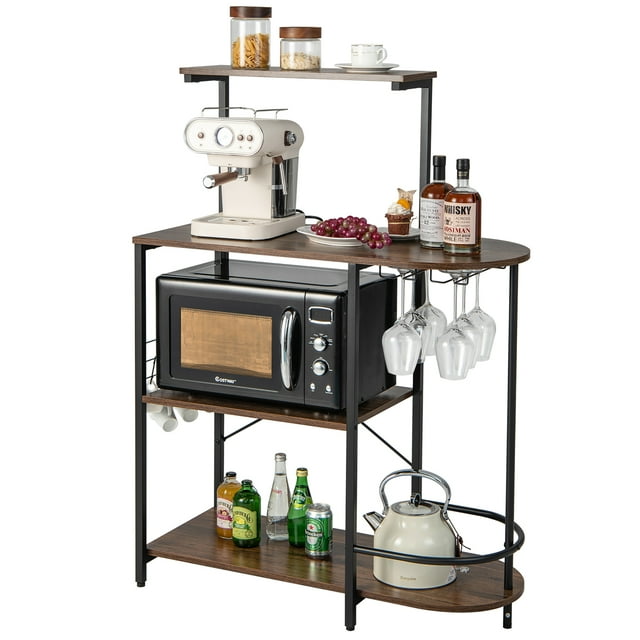 Costway Support de Micro-Ondes pour Cuisine avec Crochets en s et Porte-Verres