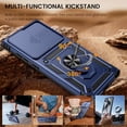 thumbnail image 4 of for Samsung Galaxy S24 Ultra Case with Slide Camera Cover, Rugged Heavy Duty Shockproof Protective Phone Case with Ring Kickstand, Blue, 4 of 7