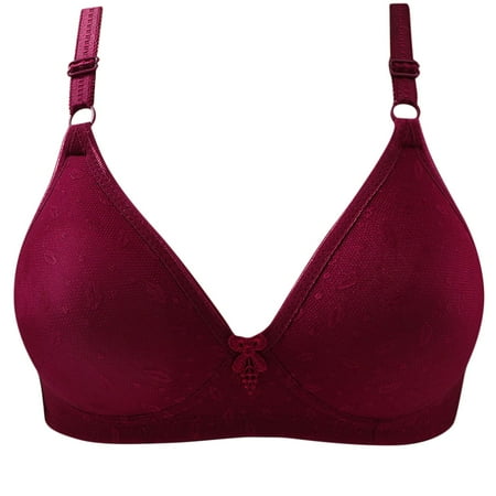 

Odeerbi Lounge Bras for Women No Underwire Push Up Comfortable Lace Breathable Underwear Burgundy