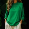 thumbnail image 2 of Pxxlle Plus Size Tops for Women Casual Spring Long Sleeve Shirt Loose Fit Button Up Shirts Solid Color Basic Tees Green L, 2 of 7