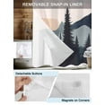thumbnail image 3 of No Hook Cloth Fabric Shower Curtain with Snap in Liner, Mountain Forest Waterproof Shower Curtains Set with See Through Top Window, Nature Tree Scenery Watercolor Pink Blue Bath Curtains 72"x72", 3 of 6