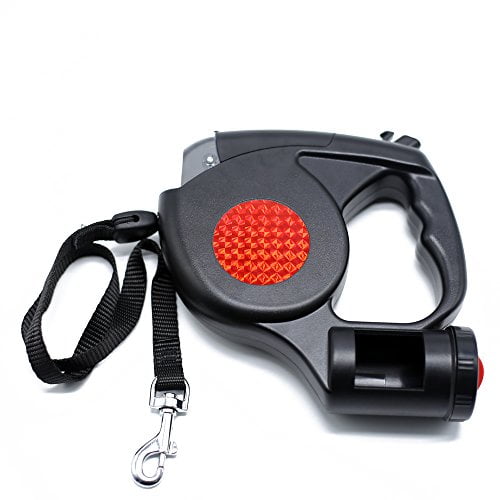 Retractable Dog Leash 3 in 1 Waste Bags Dispenser 4 LED Flashlight Dog