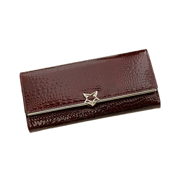 Qarigey Cartera de mujer portátil elegante reemplazo botón a presión gran capacidad Color sólido Rectangular tarjetero monedero Carteras Rojo púrpura Qarigey AP019431-04