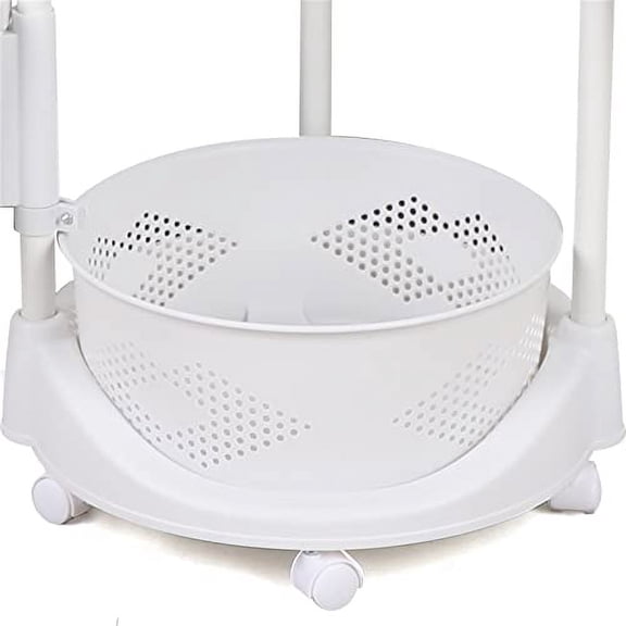 Rotating Storage Rack, Multi Layer Round Kitchen Fruit Vegetable Storage Basket 23.62'' Tall Household Floor Standing Organizer with Wheels for Living Room Bathroom Pantry (5 Tier)