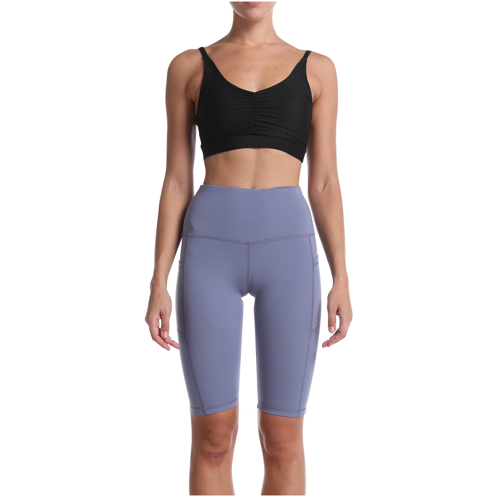 DPTALR Women's Pure Pocket High Waist Hip Stretch Running Five Points