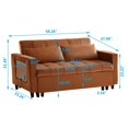 thumbnail image 2 of 58.26" Velvet Pull Out Couch Bed with Adjsutable Backrest, Convertible Sofa Bed with Side Coffee Table and 2 Lumbar Pillows, Modern Tufted Sleeper Sofa Couch for Living Room Office, Caramel, 2 of 7