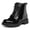 Black Patent, variant on Kids Combat Boots Girls Classic Ankle Booties Side Zipper Waterproof Shoes for School Outdoor,Black 1M