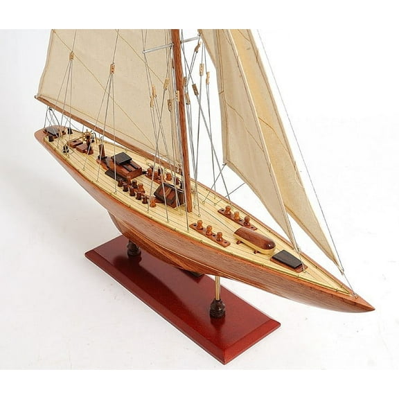 HomeRoots 402008 31 in. Wood Brown Endeavour Yacht Hand Painted Sculpture