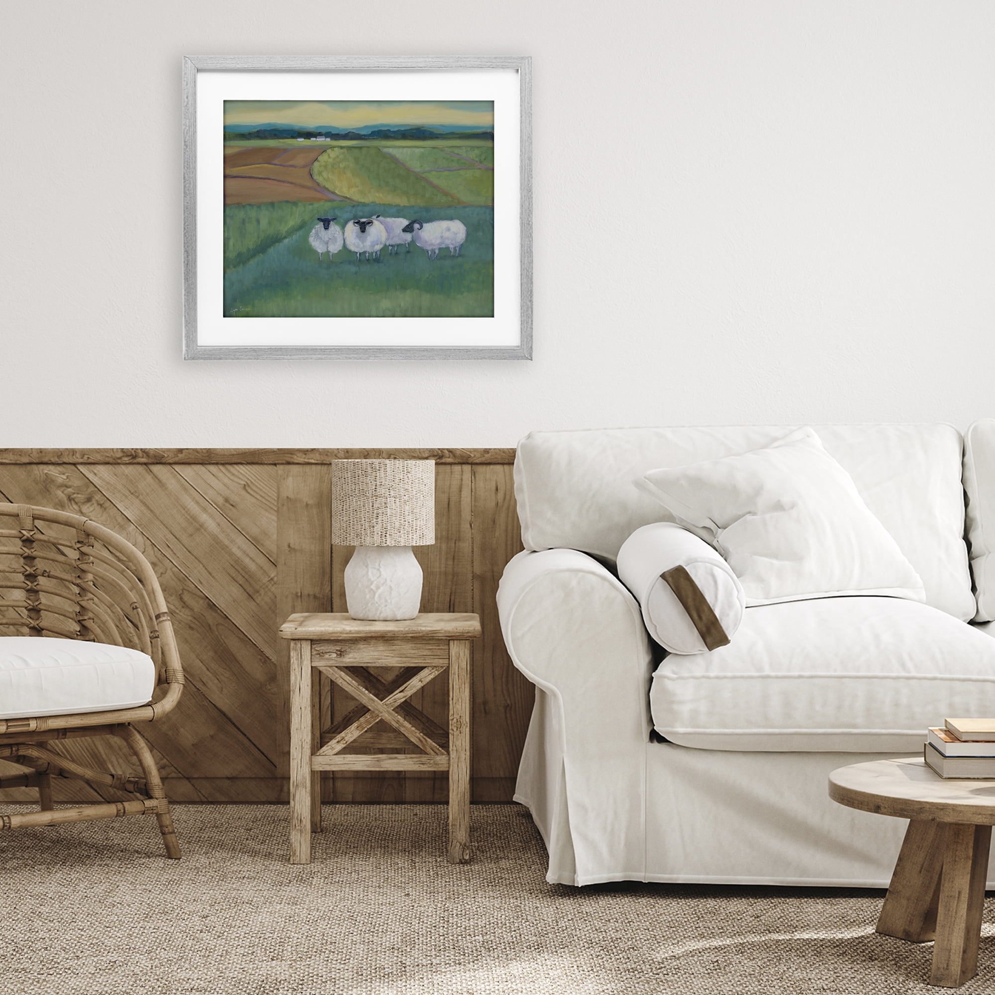 Stupell Industries Sheep Herd Meetup Gray Framed Print Under Glass, design by Lynn Ericson Fine Art