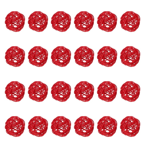 Uxcell 24 Pcs Wicker Rattan Balls 2 Inch Rattan Decorative Balls Vase Fillers for Wedding Party Centerpiece Bowls Home Decoration, Red