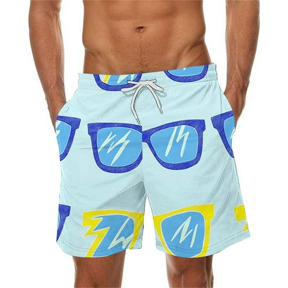 Viikei Men's Shorts with Multiple Colors,Men Casual Fashion Print Shorts with Pockets Elastic Waist Beach Pants Blue S
