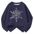 thumbnail image 4 of Letdown Kids Girls Long Sleeve Shirts Crewneck Snowflake Print Slim Fit Tops Christmas Casual Tee Shirt (Navy,2-3 Years), 4 of 4
