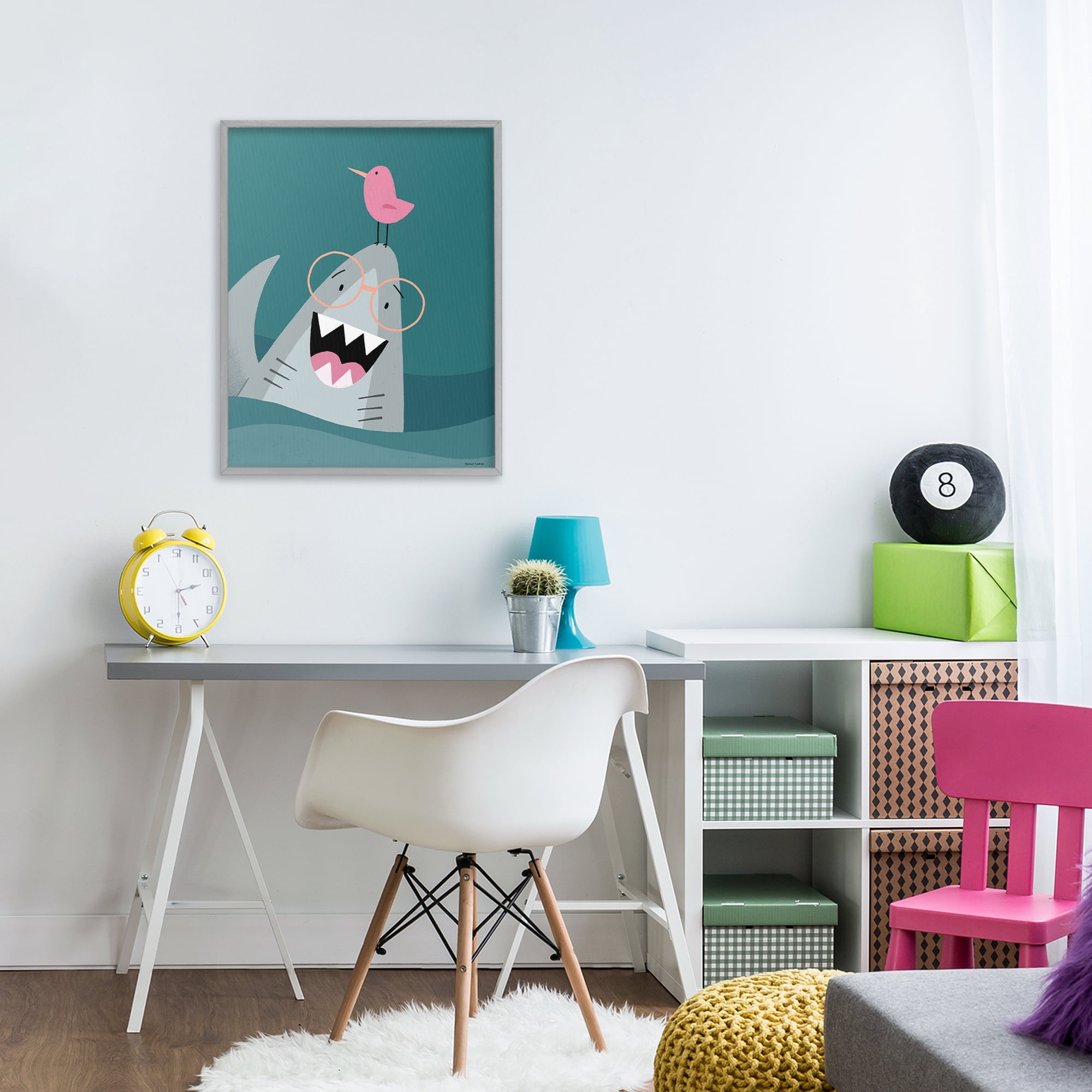 Stupell Industries The Friendliest Shark Gray Framed Giclee Art, design by Rachel Nieman