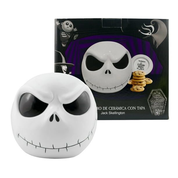 Galletero Decorativo de Cerámica, Jack Skellington en 3D con Tapa Hermética, 30 Aniversario “El Extraño Mundo de Jack” con Caja de Regalo