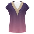 thumbnail image 4 of Jamsmile Women T-Shirts Graffiti Print V Neck Tops Short Sleeve Lace Neck Tee Shirts Print Flower Loose Side Split Tunic Tshirts, 4 of 5