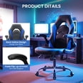 thumbnail image 3 of Silla para juegos YSSOA ergonómica ajustable de piel sintética negro/azul, 3 of 7