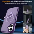thumbnail image 4 of KOMI for iPhone 16 Case 6.1", with Magnetic Ring Stand [Compatible with MagSafe] [Military Grade Protection] Slim Shockproof Translucent Protective Phone Case Purple, 4 of 5
