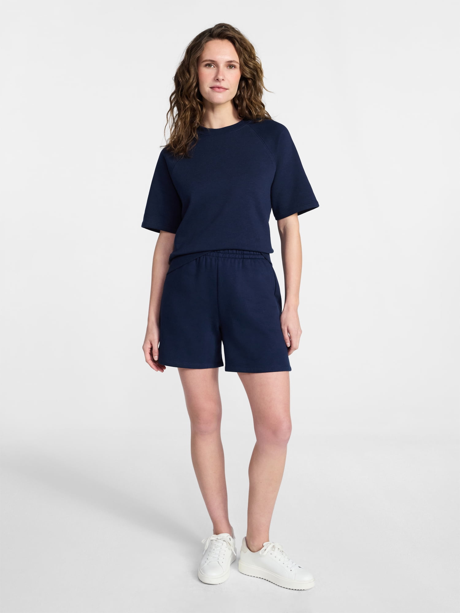Time and Tru Women's Boxy Sweatshirt with Short Sleeves, Size XS-XXXL