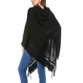 thumbnail image 6 of Poncho Sweater Womens Pullover Sweaters with Fringed Sides Hooded Capes Knit Ponchos Shawls Wrap Coats Tops, 6 of 6
