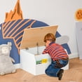 thumbnail image 2 of Qaba Wooden Kids Toy Box with Lid, Toy Trunk Chest with Safety Hinge, White, 2 of 10
