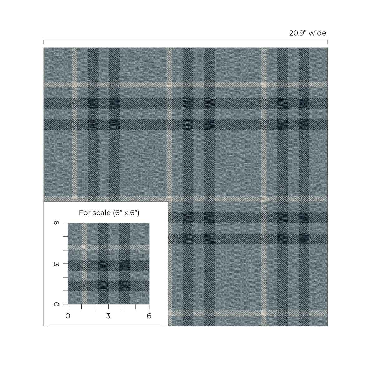 Seabrook Designs Light Blue Calverlay Plaid Prepasted Wallpaper - 20.9 in. W x 33 ft. L Roll