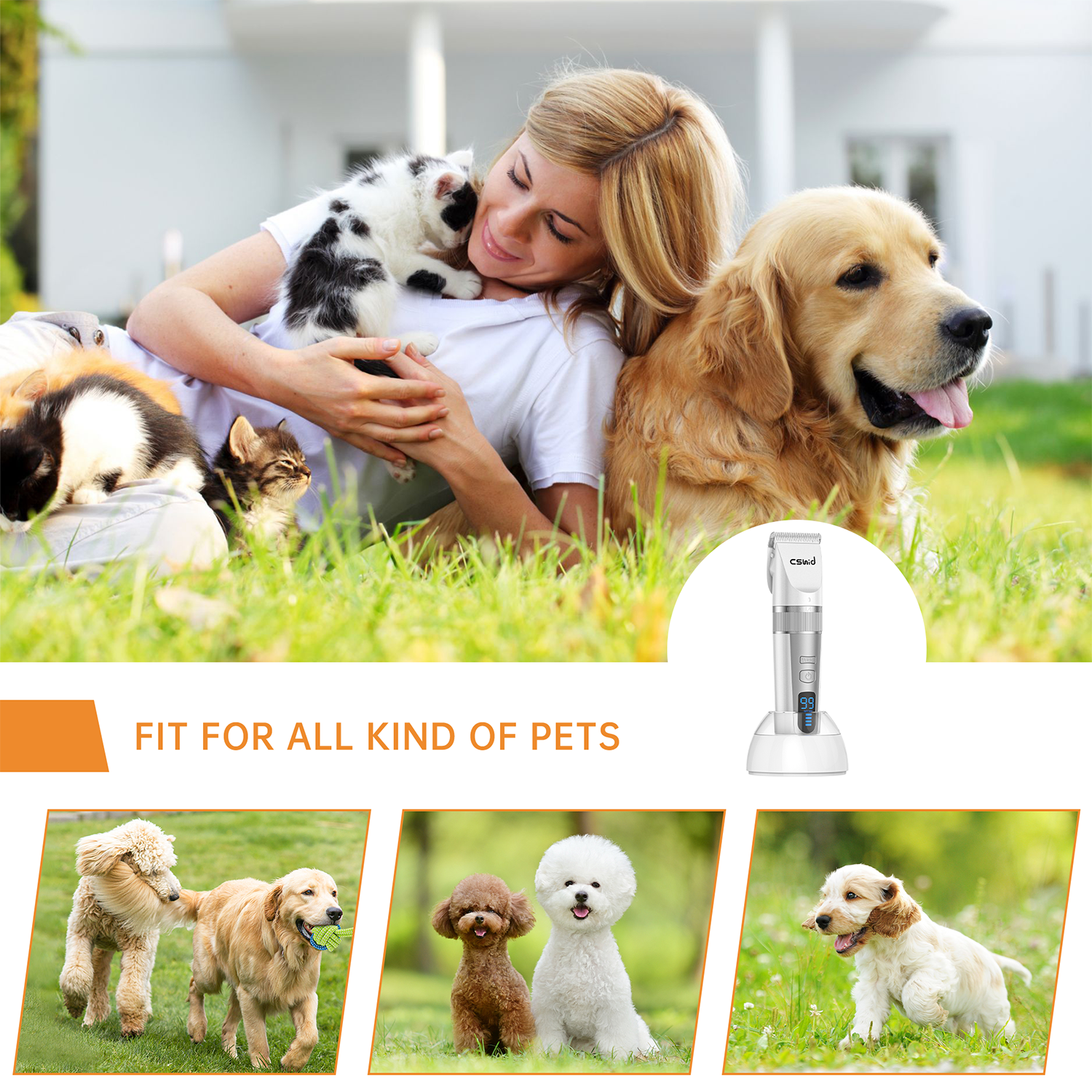 Cshidworld Cordless Dog Clippers Thick Coats, White photo 4
