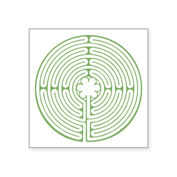 CafePress - Green Chartres Labyrinth Square Sticker 3 X 3 - Square Sticker 3" x 3"