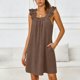 thumbnail image 2 of TaTaai Ladies Fashion Square Neck Sleeveless Solid Color Ruched Dress Elegant Casual Style Soft Breathable Stretchy Dress Ideal for Daily Wear and All Occasions Gift, 2 of 6