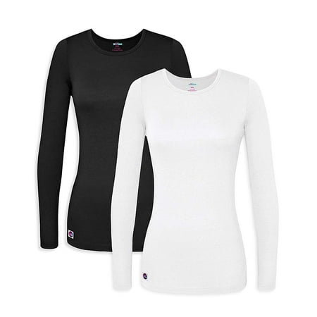 

Sivvan Womens Comfort Long Sleeve T-Shirt/Underscrub Tee - S8500-2 - Black/White - XL