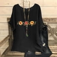 thumbnail image 2 of QATAINLAV T-Shirts à Manches Courtes pour Femmes en Coton et Lin à Col Rond Mode Chemises à Imprimé Floral Blouse Décontractée Coupe Ample Hauts Légers d'Été de Plage Grandes Journées de Soldes Noir G, 2 of 8