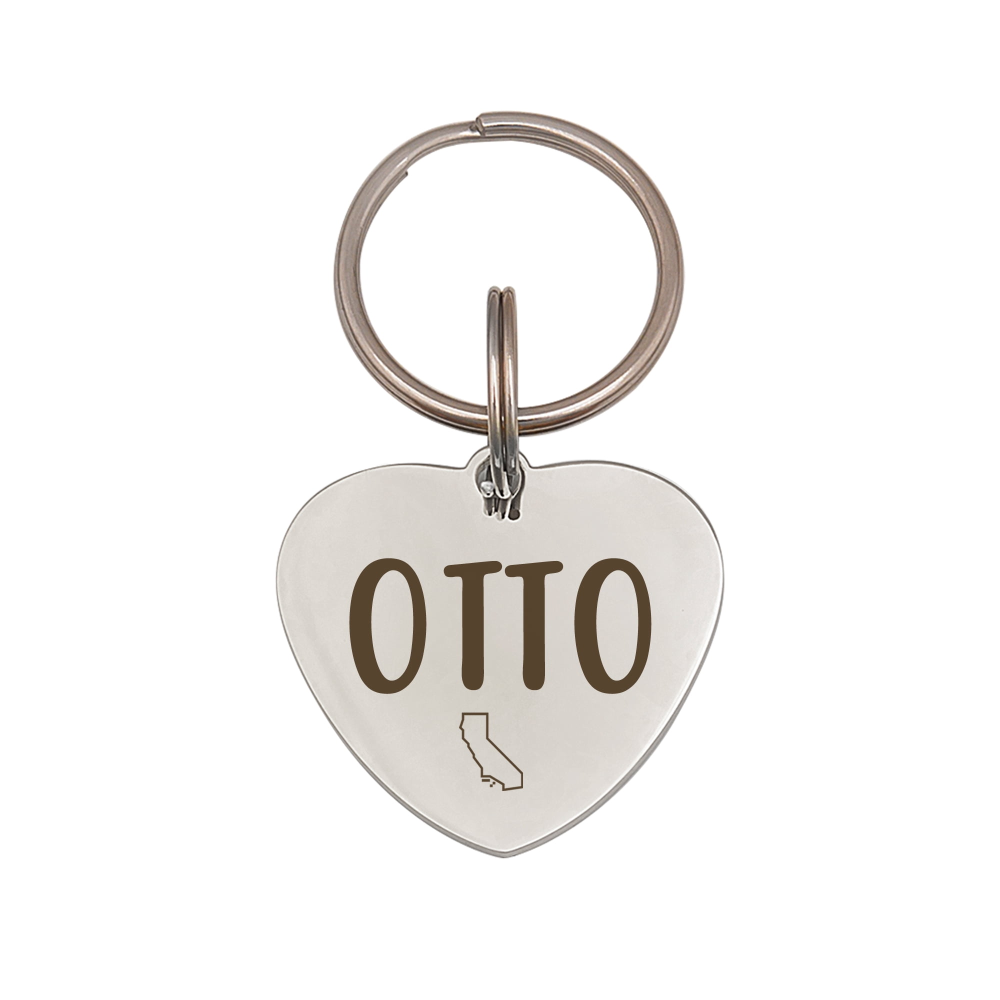 Anavia Stainless Steel Metal Heart Name - State Birthday Holiday Christmas Engraved Dog Cat ID Tag, Silver