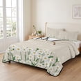 thumbnail image 2 of Full Quilt Set 78''x90'', Spring Floral Lightweight Summer Bedspread Coverlet Set with 2 Pillow Shams, White Daisy Farmhouse Linen Texture Breathable All Season Quilt Bedding for Bedroom/Guest Room, 2 of 9