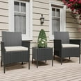 thumbnail image 3 of 3 Piece Patio Furniture Set, Rattan Outdoor Furniture with 2 Chairs & Coffee Table, 3 of 8