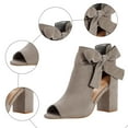 thumbnail image 6 of Heels for Women Peep Toe Fashion Cutout Suede Pumps Shoes Bowtie Ankle Strap High Block Heel Dressy Sandals Grey Size 8.5, 6 of 6