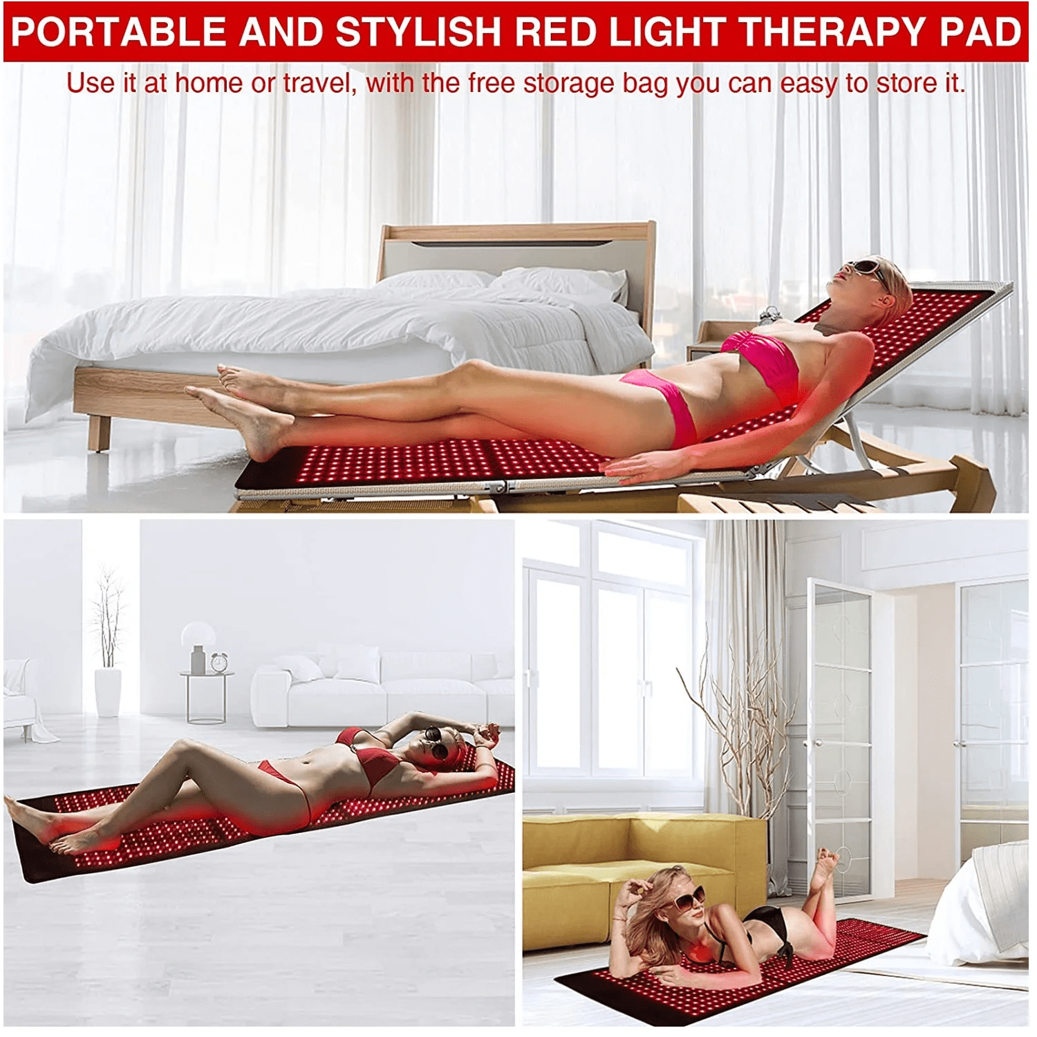 Flexible Full-Body Red Light Pad with 960 LEDs, 660nm & 850nm Wavelengths, Large Wellness Mat for At-Home Relaxation and General Well-being