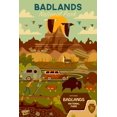 thumbnail image 1 of Badlands National Park, South Dakota, Geometric National Park Series (36x54 Giclee Gallery Art Print, Vivid Textured Wall Decor), 1 of 3