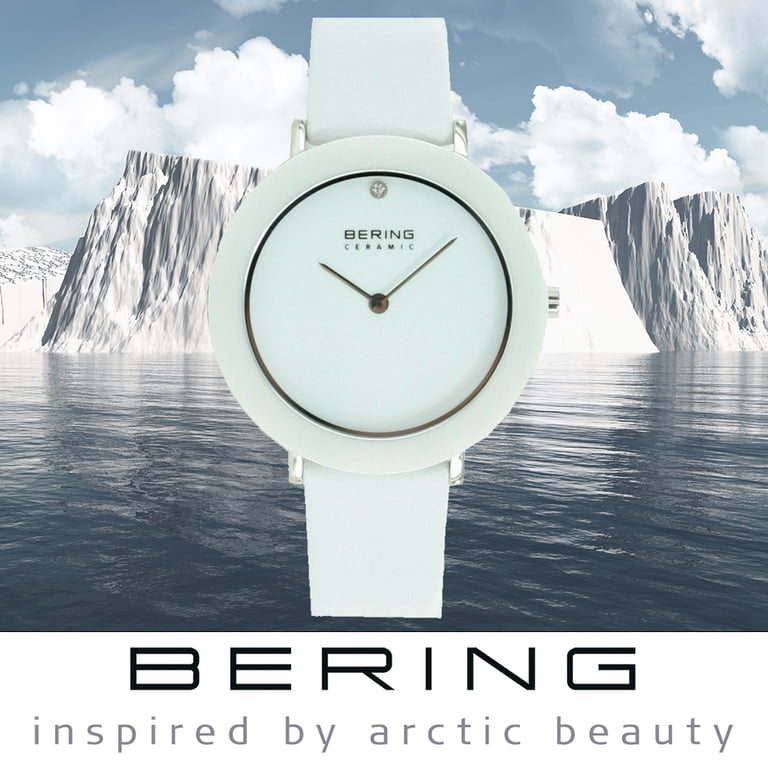 Bering White Leather Band Quartz Analog Watch BERING Classic Polished Gold 29mm White Dial Women main image 4