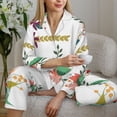 thumbnail image 4 of Goofa Pretty Floral With Leaves Printed Women’s 2 Piece Pajama Set Super,Pajamas Women's Long Sleeve Sleepwear Soft Button Down Loungewear Pjs Lounge Set Nightwear-Small, 4 of 9