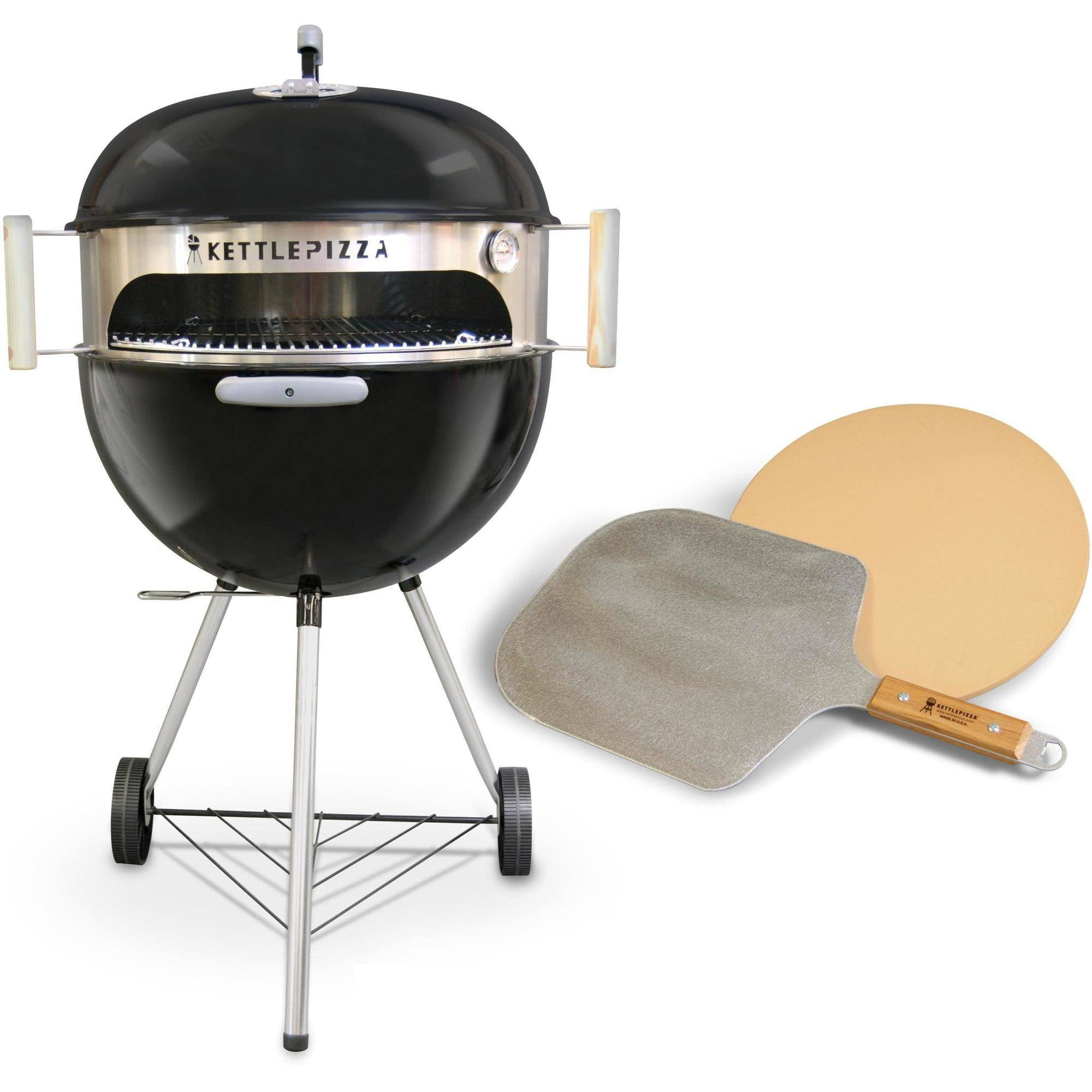 KettlePizza Deluxe USA Pizza Oven Kit with Stone and Aluminum Peel
