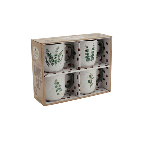 Marcelle 4 Piece 14 oz Stoneware Coffee Mug Set with Large Handles